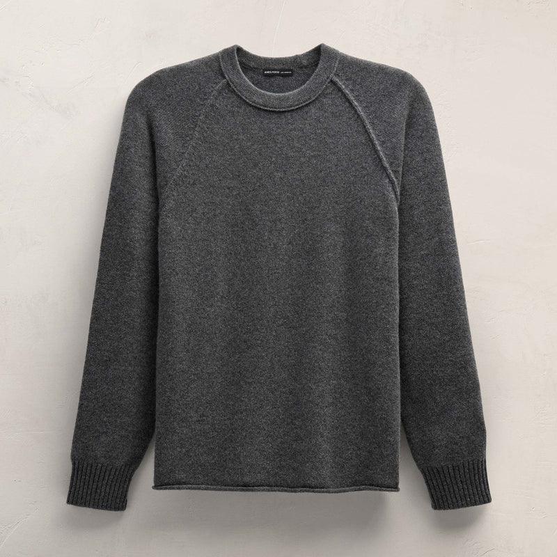 Recycled Cashmere Raglan Crew in Flannel | James Perse Los Angeles FLAT