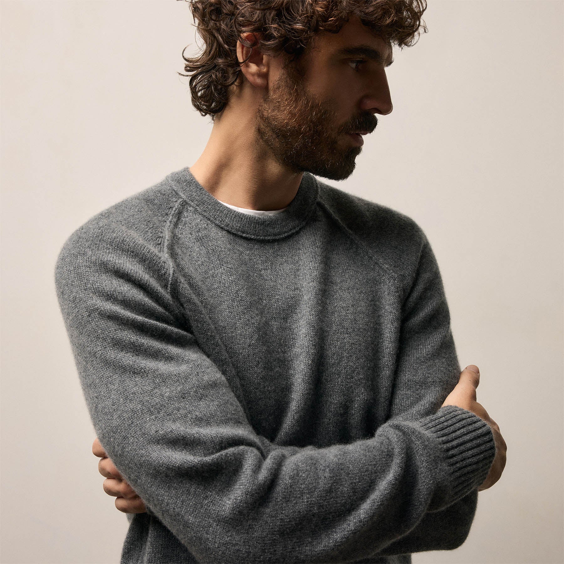 Recycled Cashmere Crew Sweater in Flannel | James Perse Los Angeles
