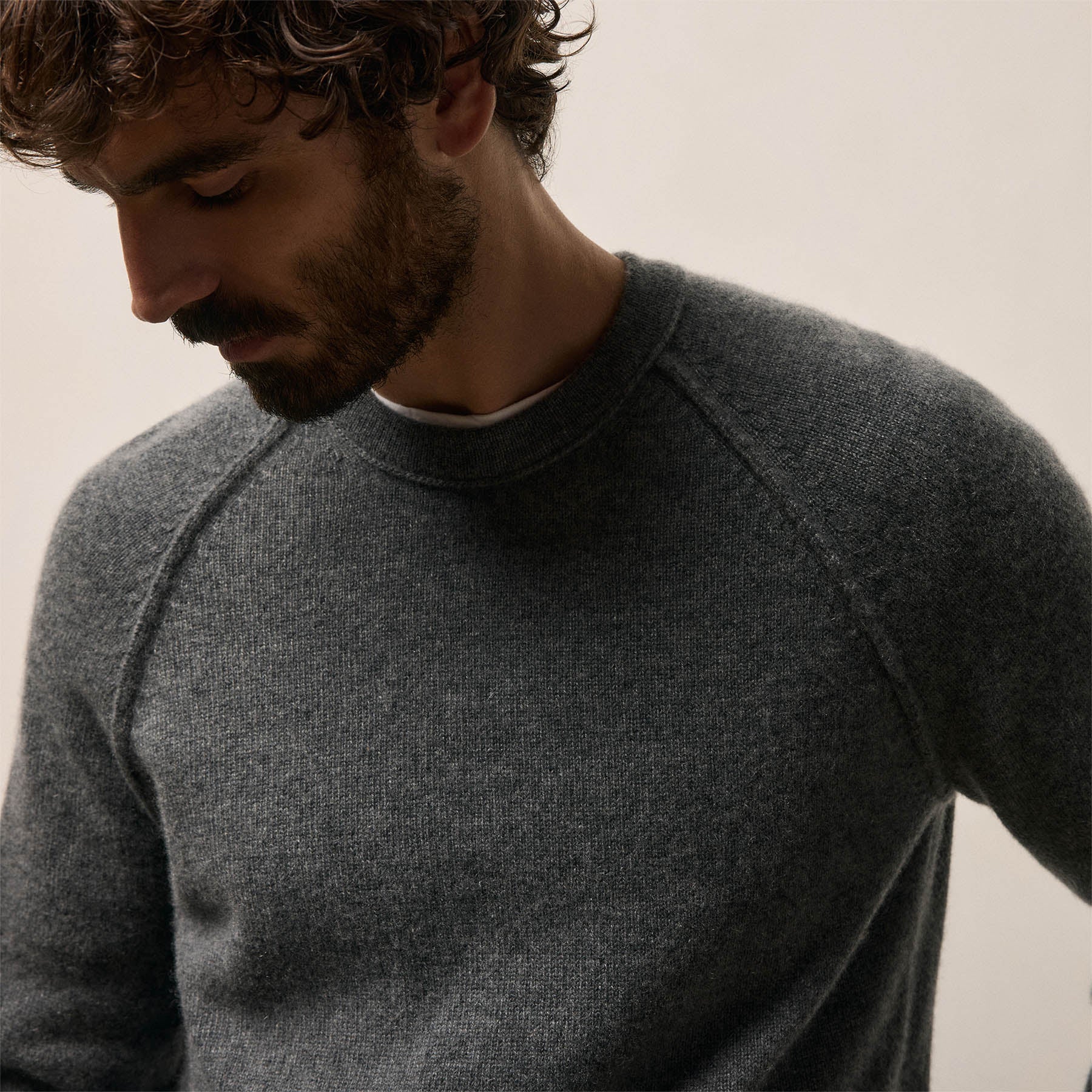 Recycled Cashmere Crew Sweater - Flannel | James Perse Los Angeles
