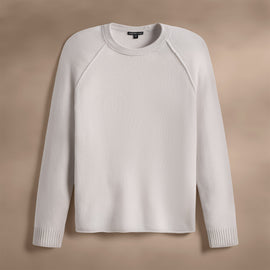 Recycled Cashmere Raglan Crew in Pearl | James Perse Los Angeles