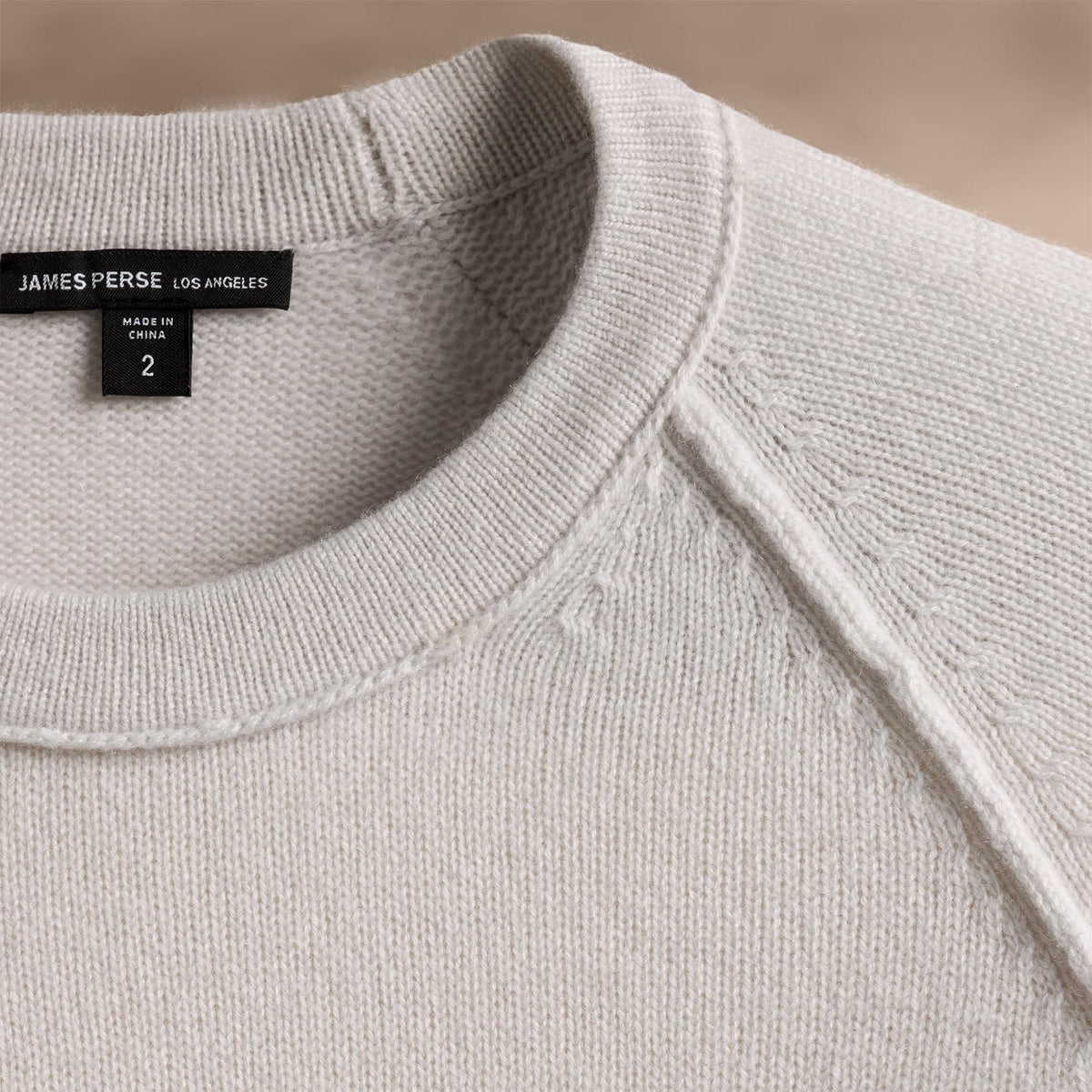 Recycled Cashmere Raglan Crew in Pearl | James Perse Los Angeles