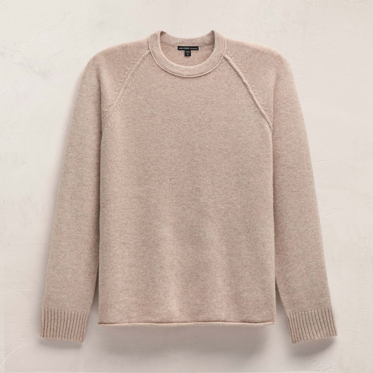 Recycled Cashmere Raglan Crew in Stone | James Perse Los Angeles