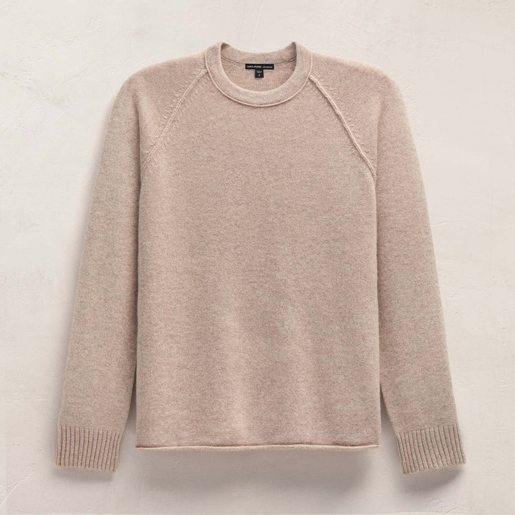 Recycled Cashmere Raglan Crew in Stone | James Perse Los Angeles