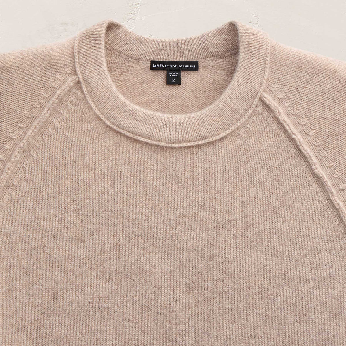 Recycled Cashmere Raglan Crew in Stone | James Perse Los Angeles