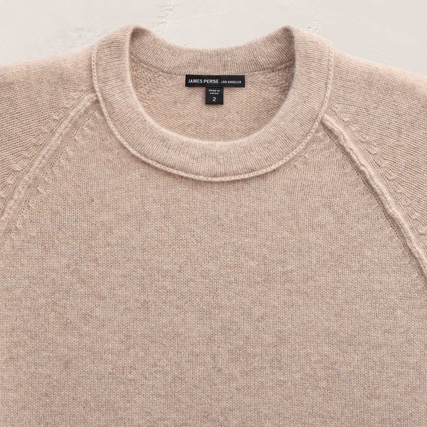 Recycled Cashmere Raglan Crew in Stone | James Perse Los Angeles
