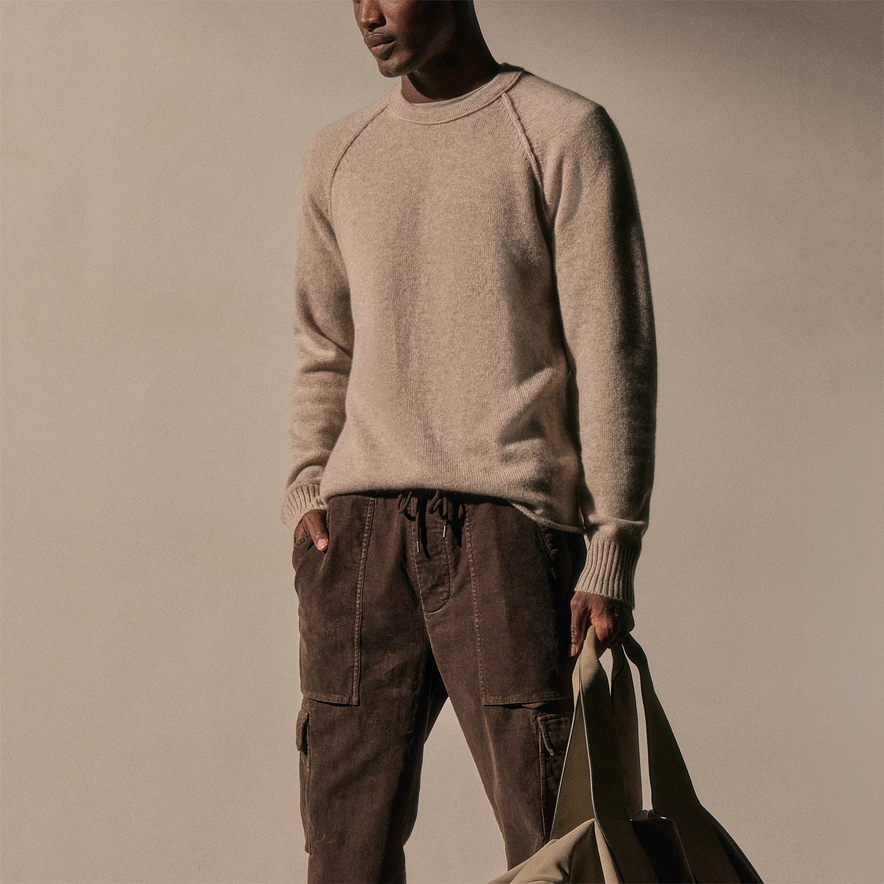 Men's Recycled Cashmere Crew Sweater Gift Set In Black/Stone | James Perse Los Angeles