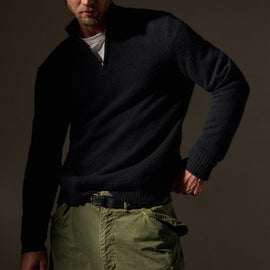 Cashmere Half Zip  in Black | James Perse Los Angeles