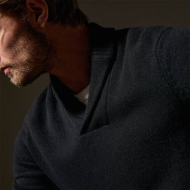 Cashmere Shawl Collar Pullover in Black | James Perse Los Angeles