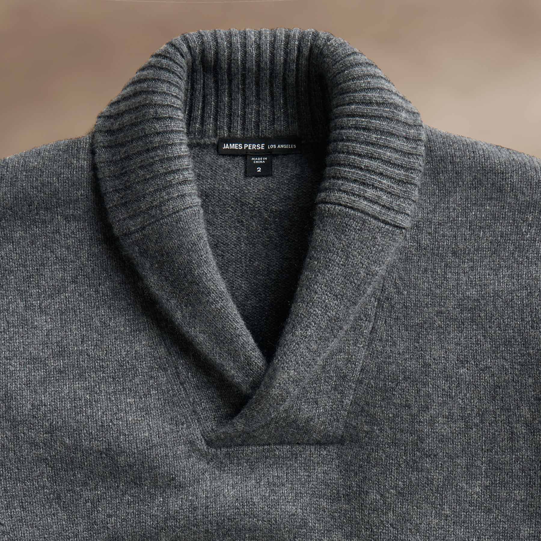 Rec Cashmere Shawl Collar Pullover in Flannel | James Perse Los Angeles