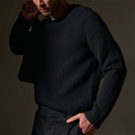 Waffle Knit Sweater in Black | James Perse Los Angeles