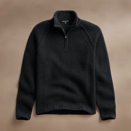 Waffle Half Zip in Black | James Perse Los Angeles