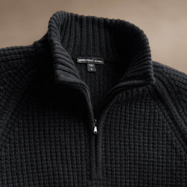 Waffle Half Zip in Black | James Perse Los Angeles