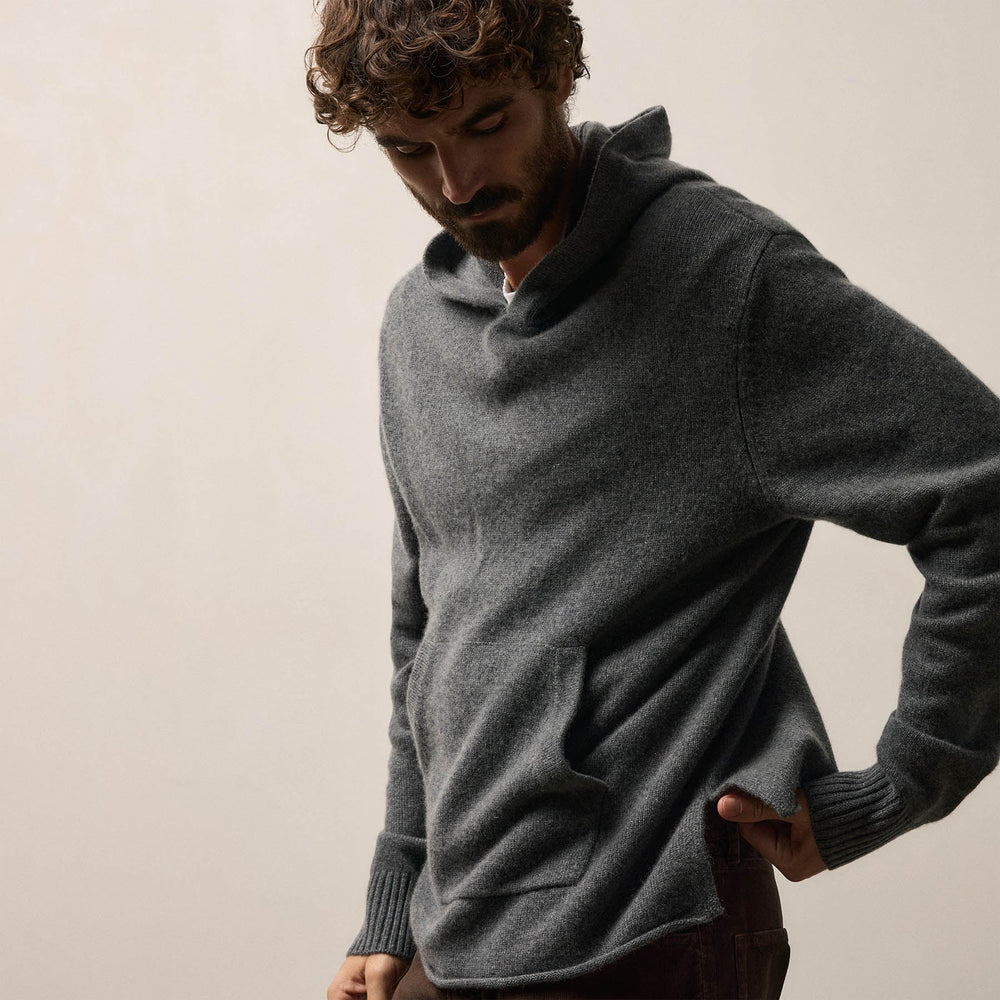 Recycled Cashmere Hooded Pullover in Flannel | James Perse Los Angeles