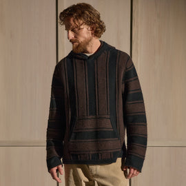 Recycled Cashmere Relaxed Poncho - Black/Bark