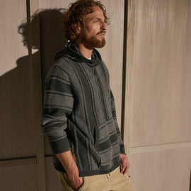 Recycled Cashmere Relaxed Poncho - Pine/Charcoal