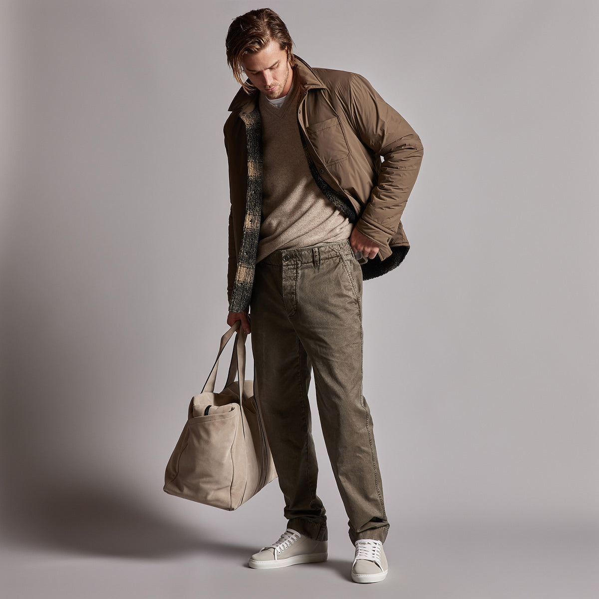 Rigid Canvas Work Pant in Army Green Pigment | James Perse Los Angeles