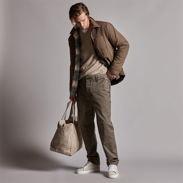 Rigid Canvas Work Pant in Army Green Pigment | James Perse Los Angeles
