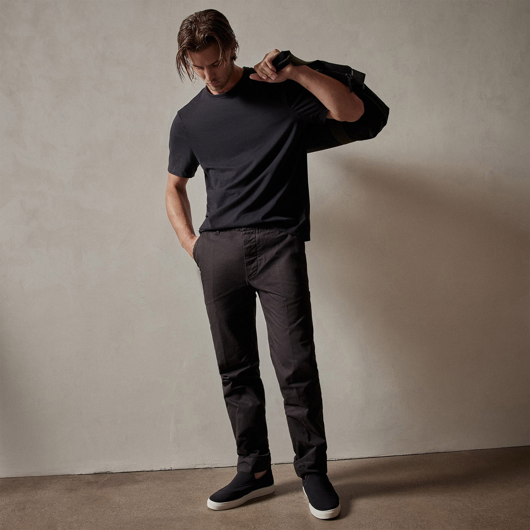 Rigid Canvas Work Pant in Black | James Perse Los Angeles