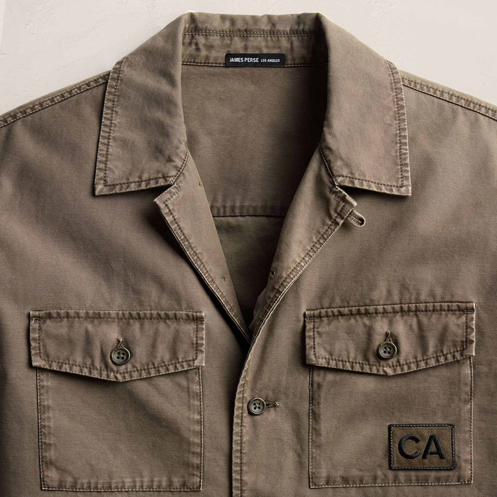 Reverse Cotton Twill Utility Shirt in Stag Pigment | James Perse Los Angeles