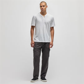 Recycled Cotton Jersey Short Sleeve Henley in White | James Perse Los Angeles
