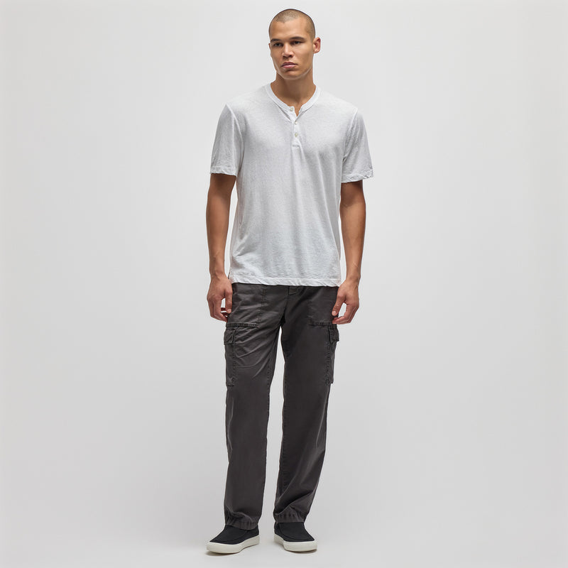 Recycled Cotton Jersey Short Sleeve Henley in White | James Perse Los Angeles