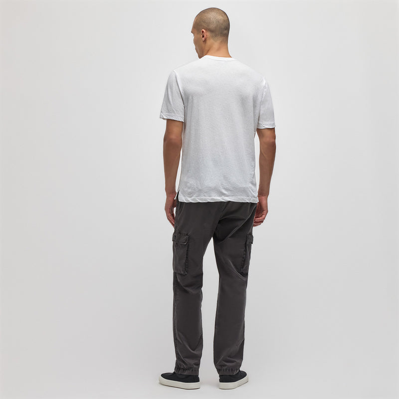 Recycled Cotton Jersey Short Sleeve Henley in White | James Perse Los Angeles