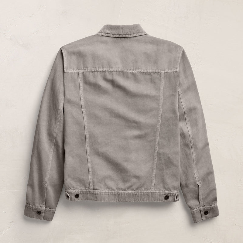 Cotton Linen Twill Trucker Jacket in Fog Pigment | James Perse Los Angeles