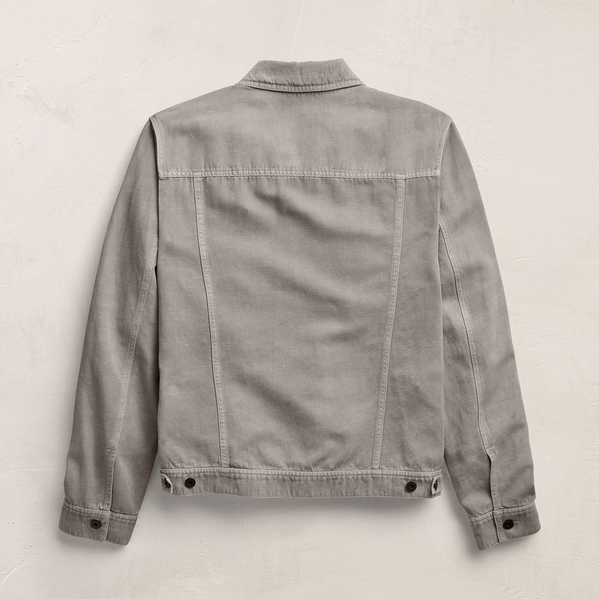 Cotton Linen Twill Trucker Jacket in Fog Pigment | James Perse Los Angeles