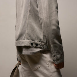 Cotton Linen Twill Trucker Jacket in Fog Pigment | James Perse Los Angeles