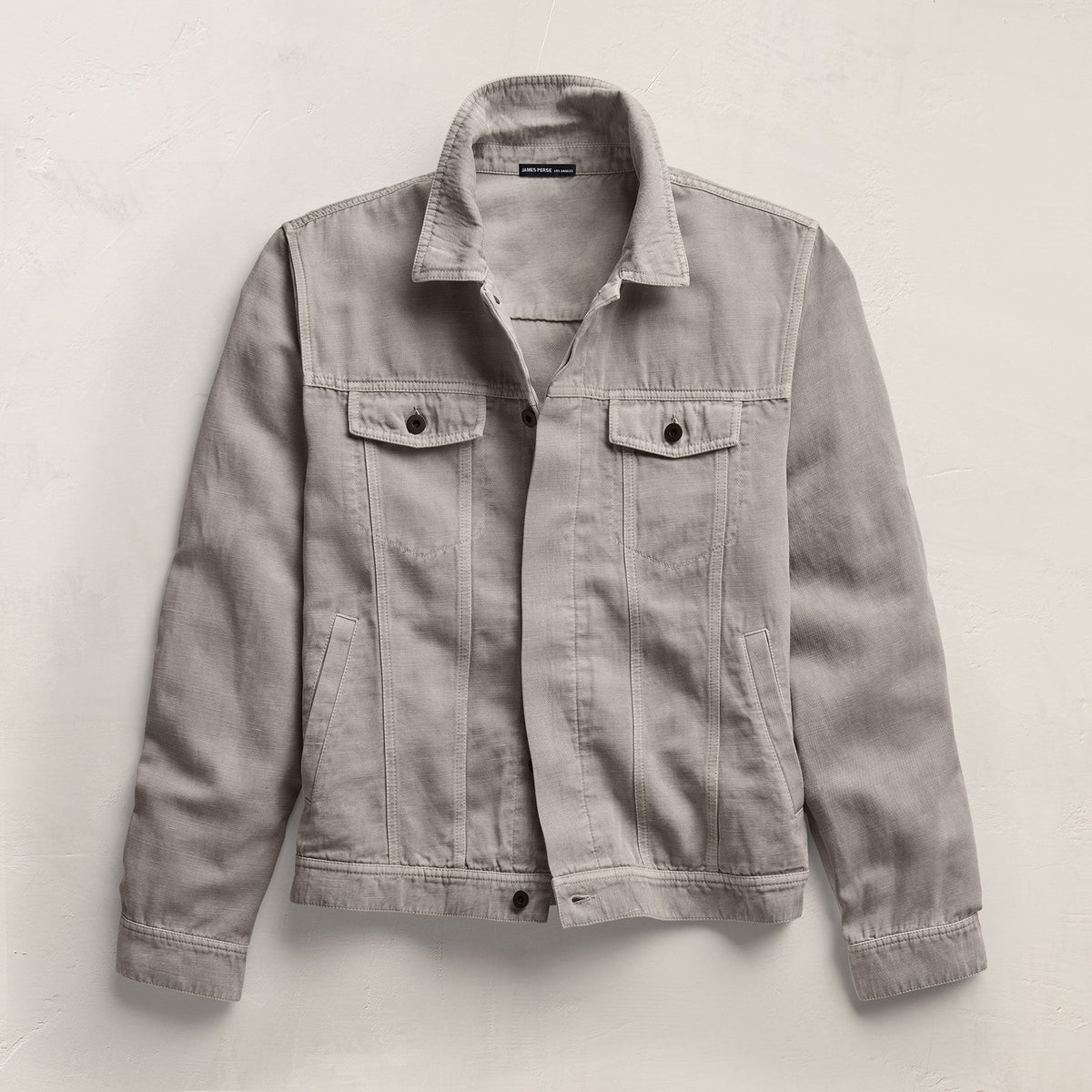 Cotton Linen Twill Trucker Jacket in Fog Pigment | James Perse Los Angeles