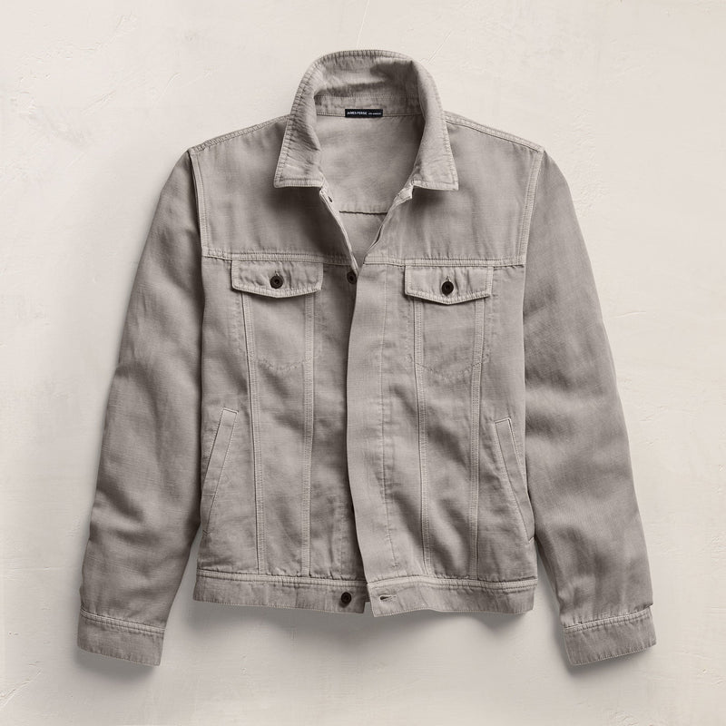 Cotton Linen Twill Trucker Jacket in Fog Pigment | James Perse Los Angeles