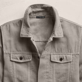 Cotton Linen Twill Trucker Jacket in Fog Pigment | James Perse Los Angeles