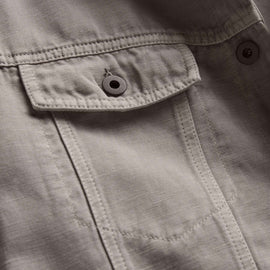 Cotton Linen Twill Trucker Jacket in Fog Pigment | James Perse Los Angeles