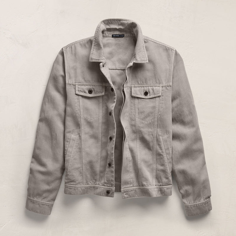 Cotton Linen Twill Trucker Jacket in Fog Pigment | James Perse Los Angeles