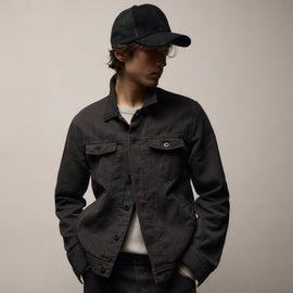 Cotton Linen Twill Trucker Jacket in Magma Pigment | James Perse Los Angeles