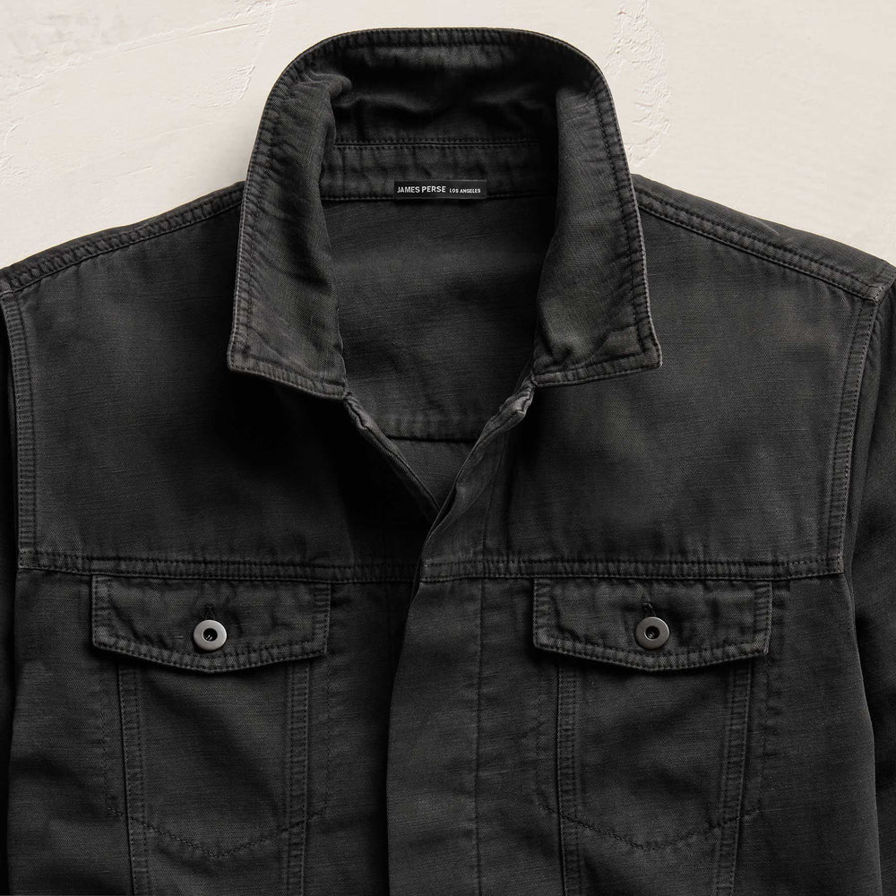 Cotton Linen Twill Trucker Jacket in Magma Pigment | James Perse Los Angeles