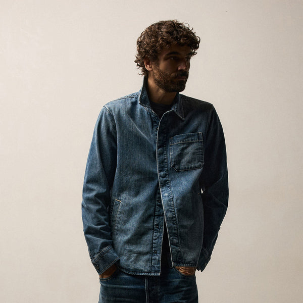 Denim Shirt Jacket in Medium Wash | James Perse Los Angeles