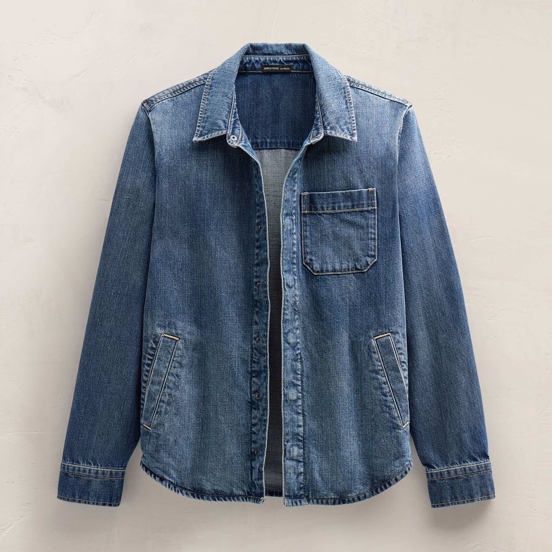 Denim Shirt Jacket in Medium Wash | James Perse Los Angeles FLAT