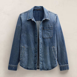 Denim Shirt Jacket in Medium Wash | James Perse Los Angeles FLAT