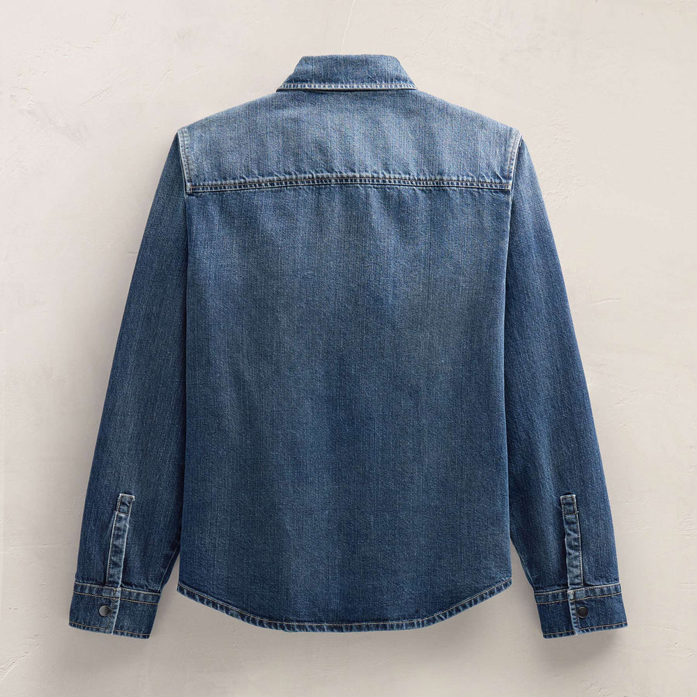 Denim Shirt Jacket in Medium Wash | James Perse Los Angeles FLAT