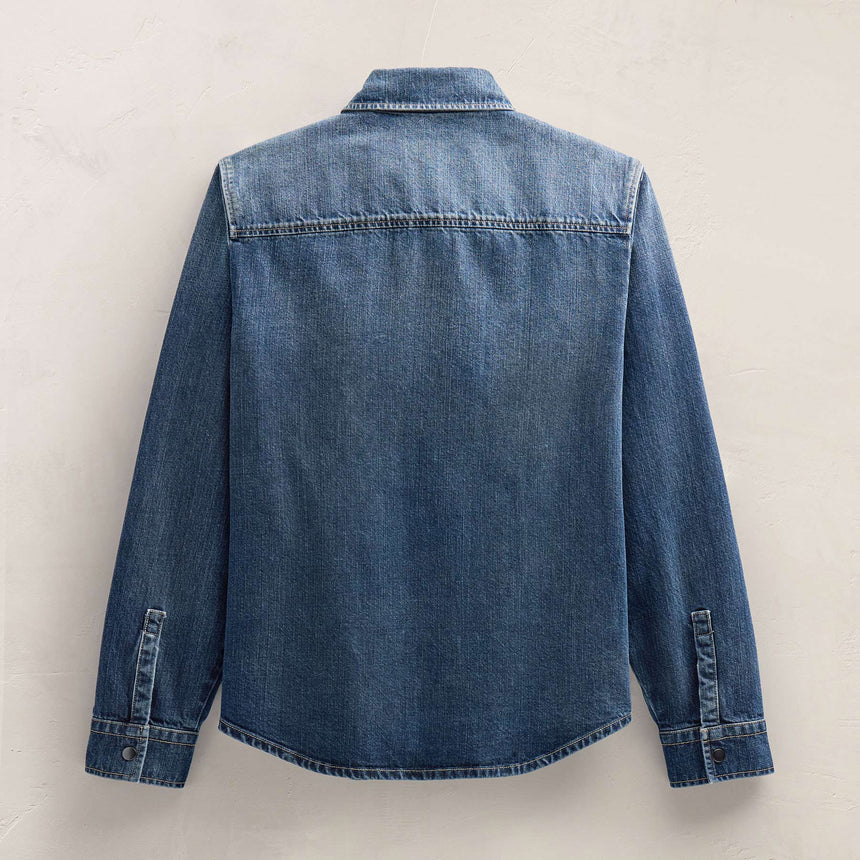 Denim Shirt Jacket in Medium Wash | James Perse Los Angeles FLAT
