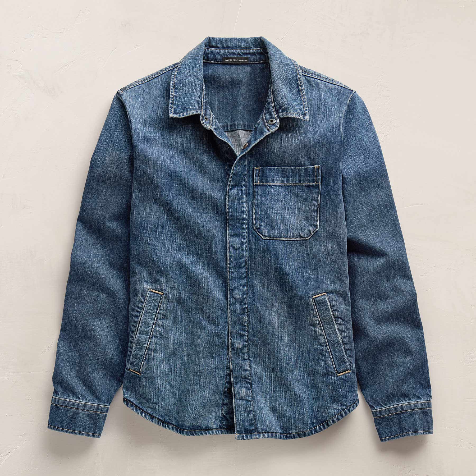 Denim Shirt Jacket in Medium Wash | James Perse Los Angeles FLAT