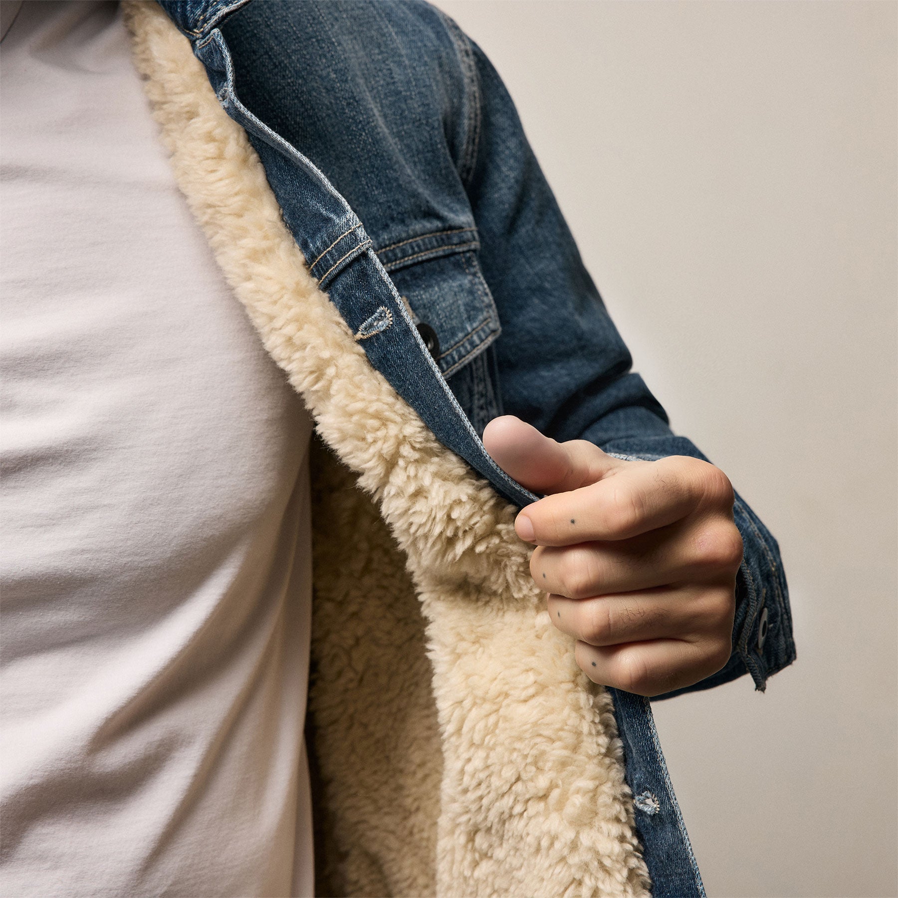 Lined Denim Trucker Jacket - Medium Wash | James Perse Los Angeles