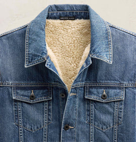 Denim Sherpa Lined Jacket in Medium Wash | James Perse Los Angeles FLAT