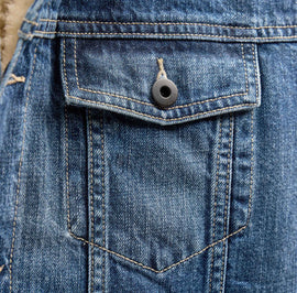 Denim Sherpa Lined Jacket in Medium Wash | James Perse Los Angeles FLAT