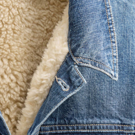 Denim Sherpa Lined Jacket in Medium Wash | James Perse Los Angeles FLAT