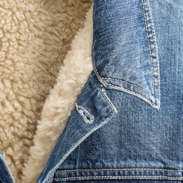 Denim Sherpa Lined Jacket in Medium Wash | James Perse Los Angeles FLAT