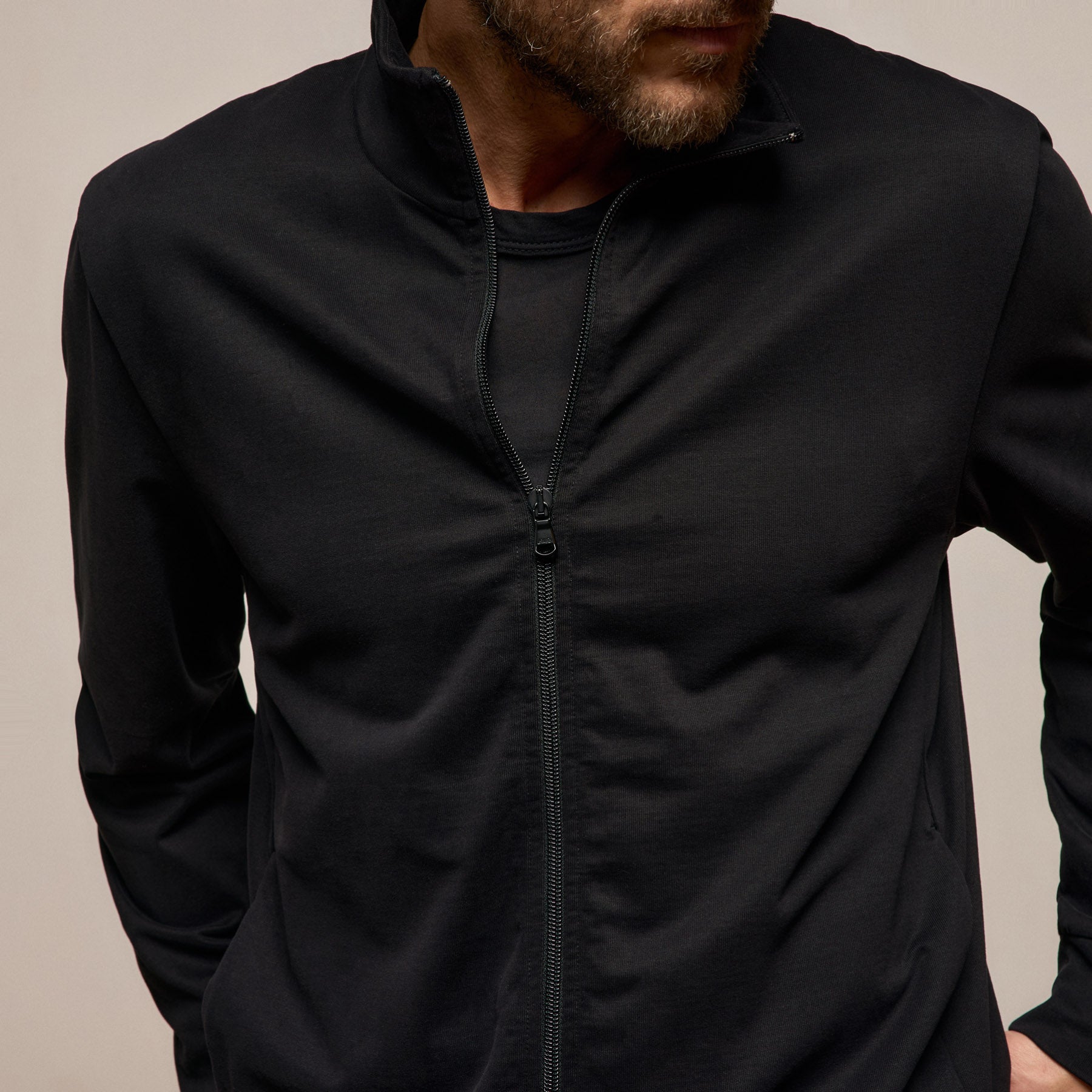 Organic Sueded Jersey Jacket in Black | James Perse Los Angeles