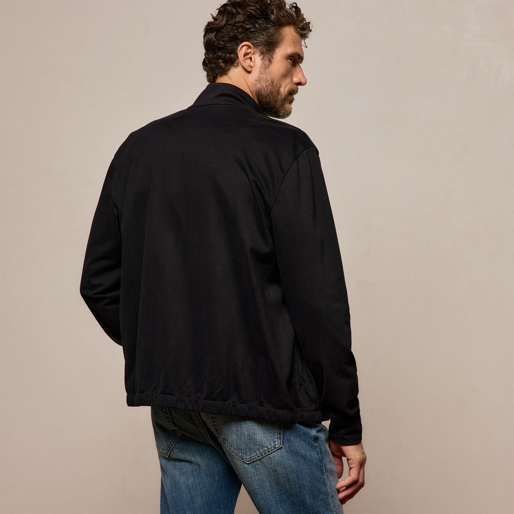 Organic Sueded Jersey Jacket in Black | James Perse Los Angeles
