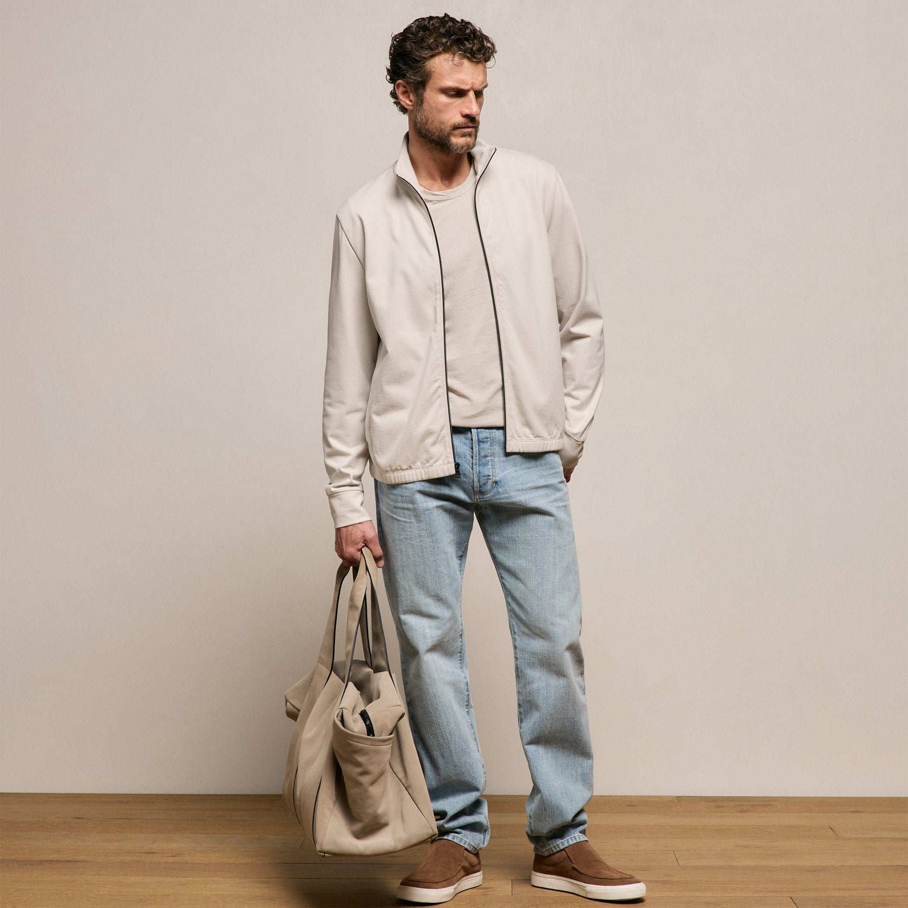 Organic Sueded Jersey Jacket in Pearl | James Perse Los Angeles